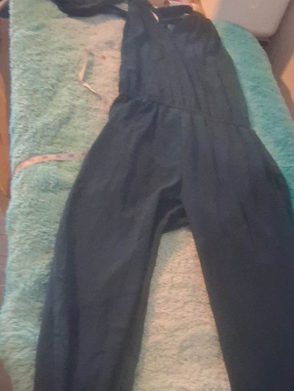 Leith Teal Green Textured Halter Jumpsuit Size S - Picture 6 of 7